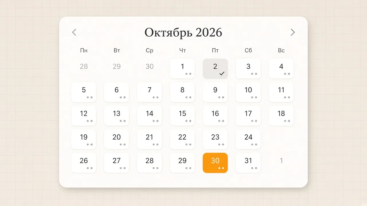 Следующее ламинирование в календаре