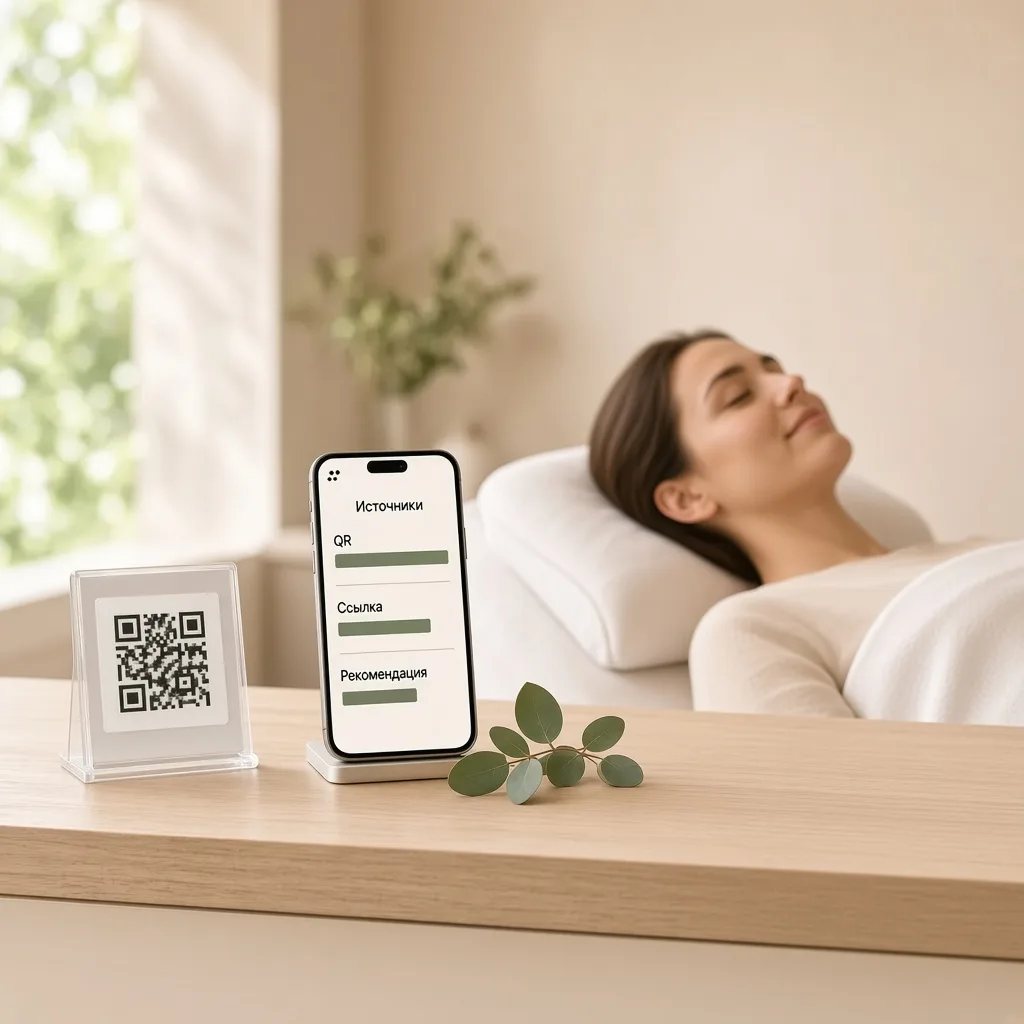 Ссылка, QR и рекомендация бровиста как разные источники