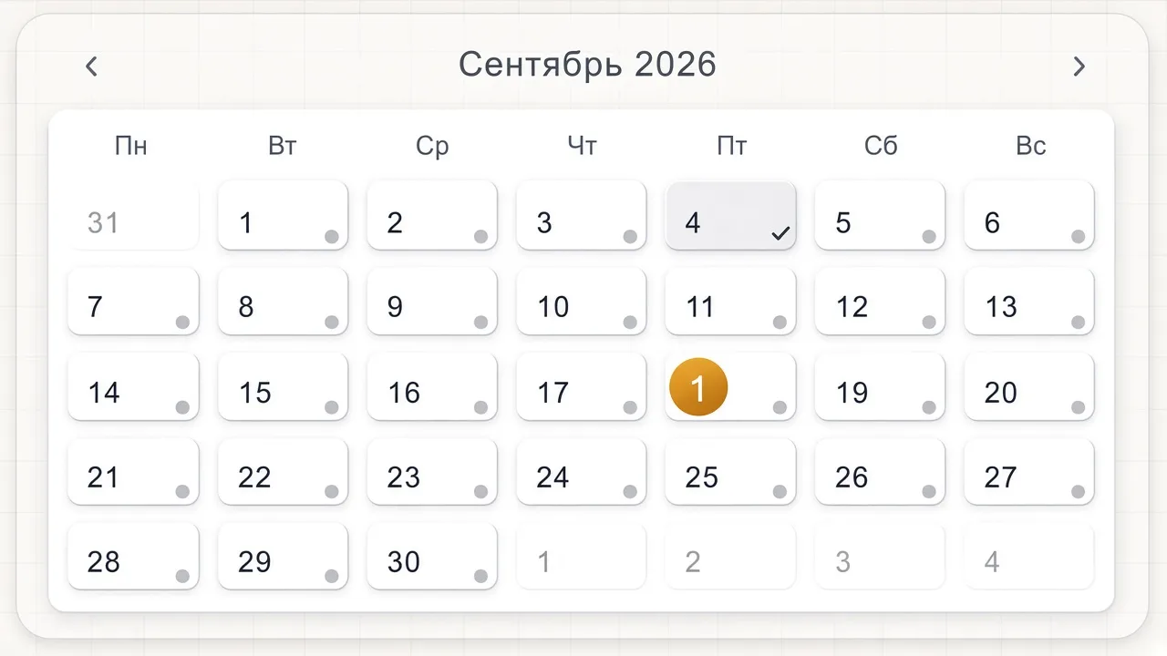 Следующая коррекция в календаре