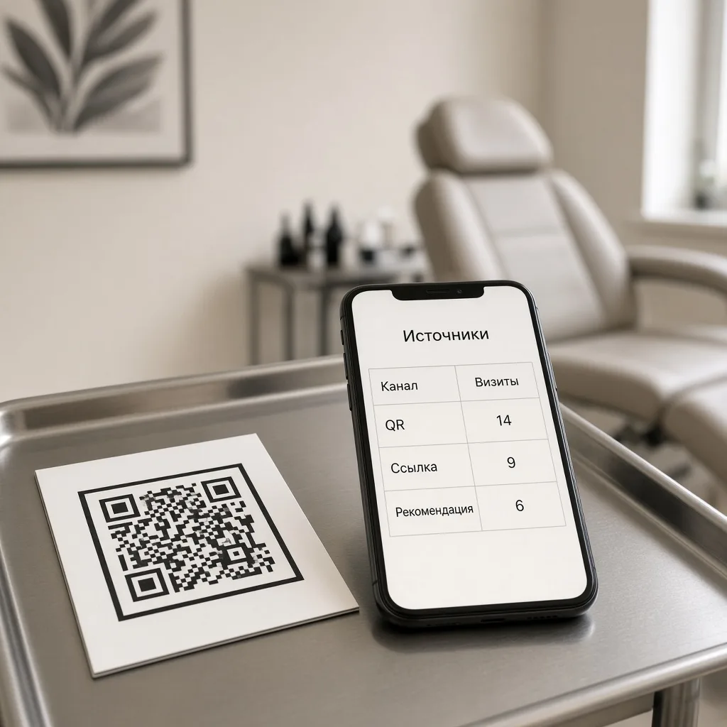 Ссылка, QR и рекомендация барбера как разные источники